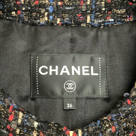 Chanel 2017A Black / Gold / Red / Navy Tweeded Tulle Jacket - Picture 4 of 5